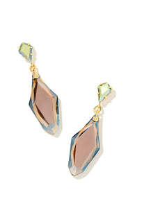 Kendra Scott: Alexandria Statement Earrings in Gold Grey Dichroic Glass