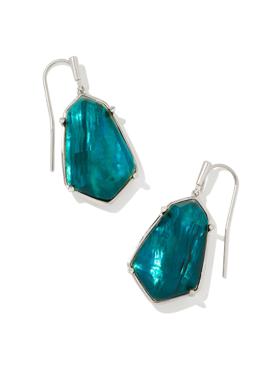 Kendra Scott: Alexandria Drop Earrings in Silver Teal Green Illusion