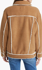 UGG: W Frankie Bonded Fleece Trucker Jacket in Chestnut