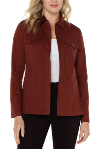 Liverpool: Peplum Hem Shacket in Brunette