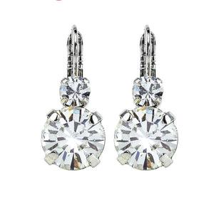 Mariana: Large Double Stone Leverback Earrings in Clear