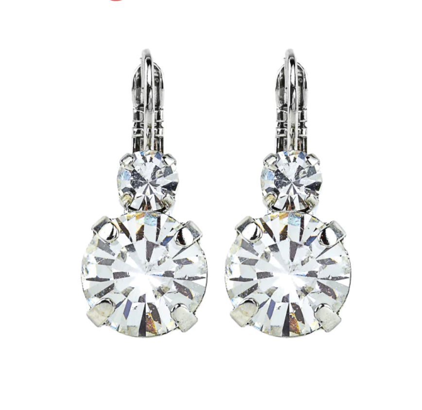 Mariana: Large Double Stone Leverback Earrings in Clear