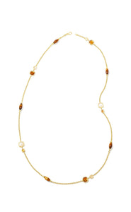 Kendra Scott: Monica Long Strand Necklace in Gold Brown Mix