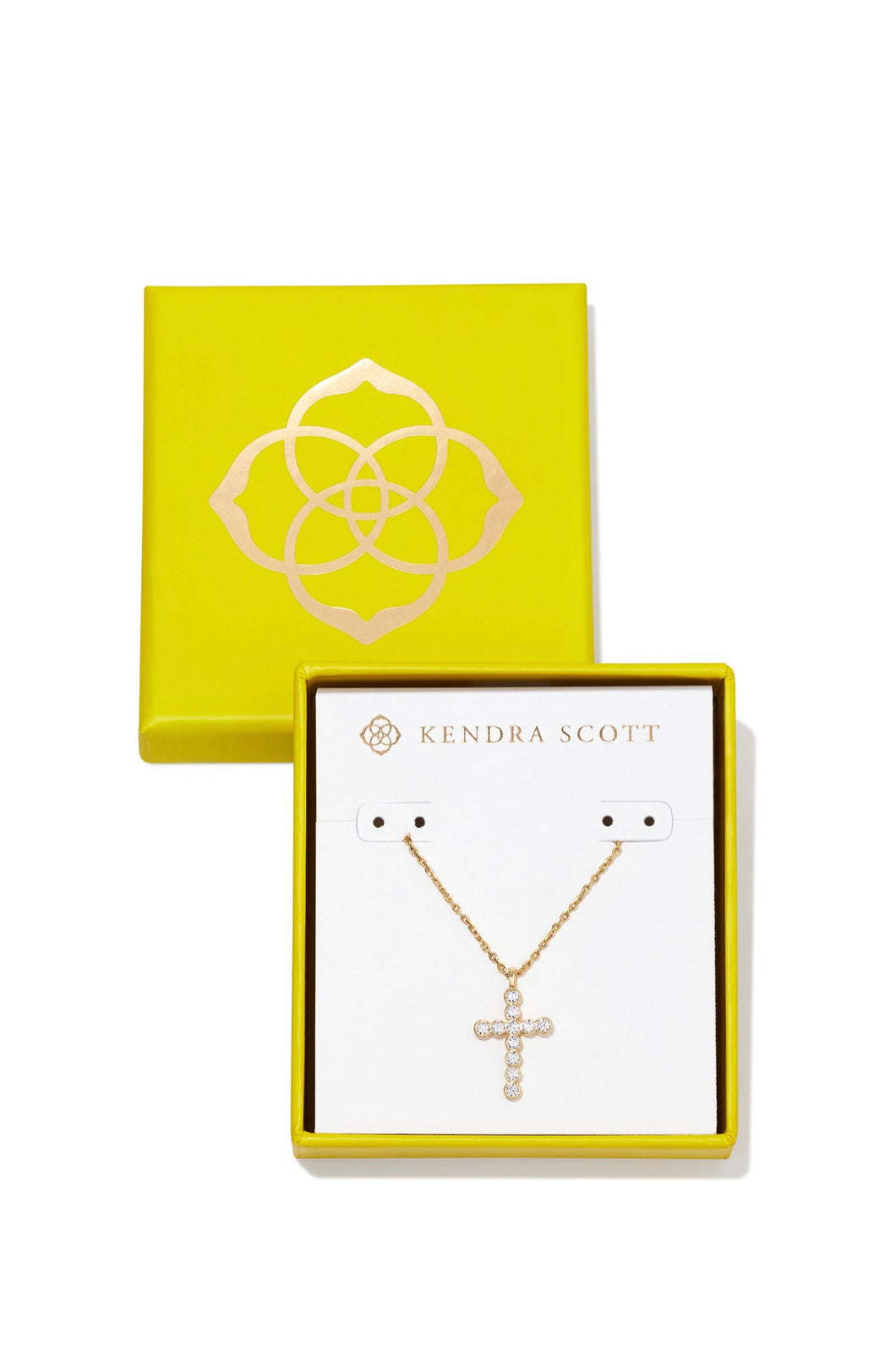 Kendra Scott: Boxed Gold Cross Crystal Pendant Necklace