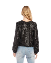 Load image into Gallery viewer, Karen Kane: Sequin Long Sleeve Top in Black

