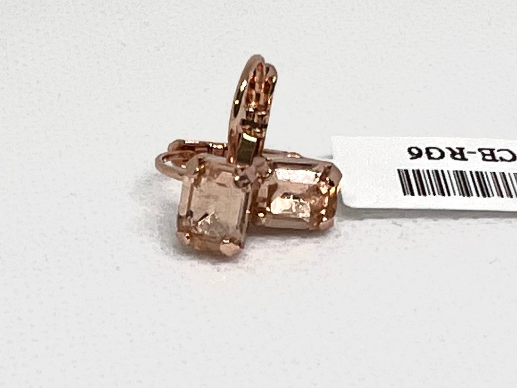 Mariana: Emerald Cut Earrings in “Light Peach Ice”