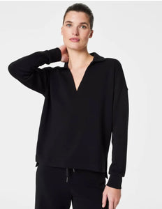 Spanx: AirEssentials Polo Top in Very Black