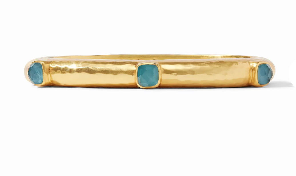 Julie Vos:Catalina Hinge Bangle in Iridescent Peacock Blue C