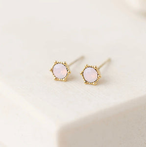 Lovers Tempo: Astrid Stud Gold Earrings Pink Opal