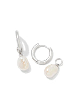 Load image into Gallery viewer, Kendra Scott: Willa Pearl Huggie Earrings in Silver White Pearl
