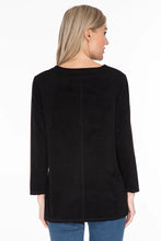 Load image into Gallery viewer, Multiples: 3/4 Sleeve Multi-Panel Suede Top in Black
