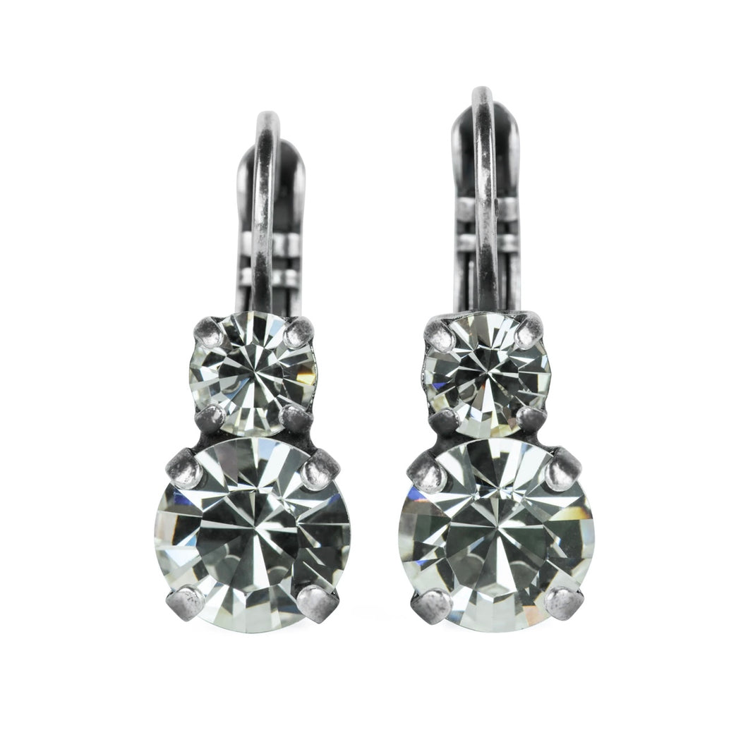 Mariana: Medium Double Stone Leverback Earrings in 