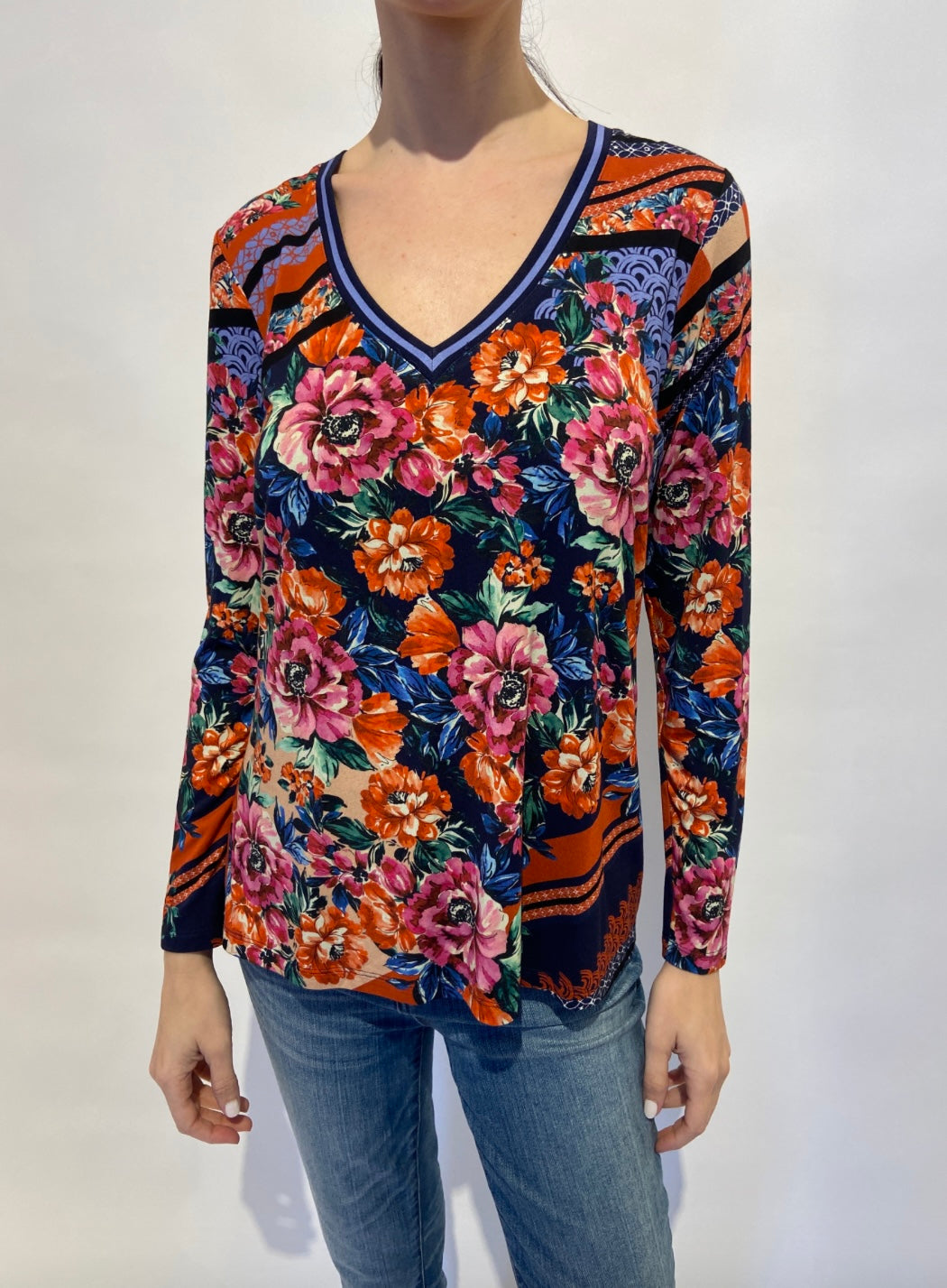 Johnny Was: The Janie Favorite Long Sleeve V-Neck Tee Window