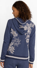 Load image into Gallery viewer, Johnny Was: Addison Rib Detail Zip-Up Sweatshirt in Heather Indigo
