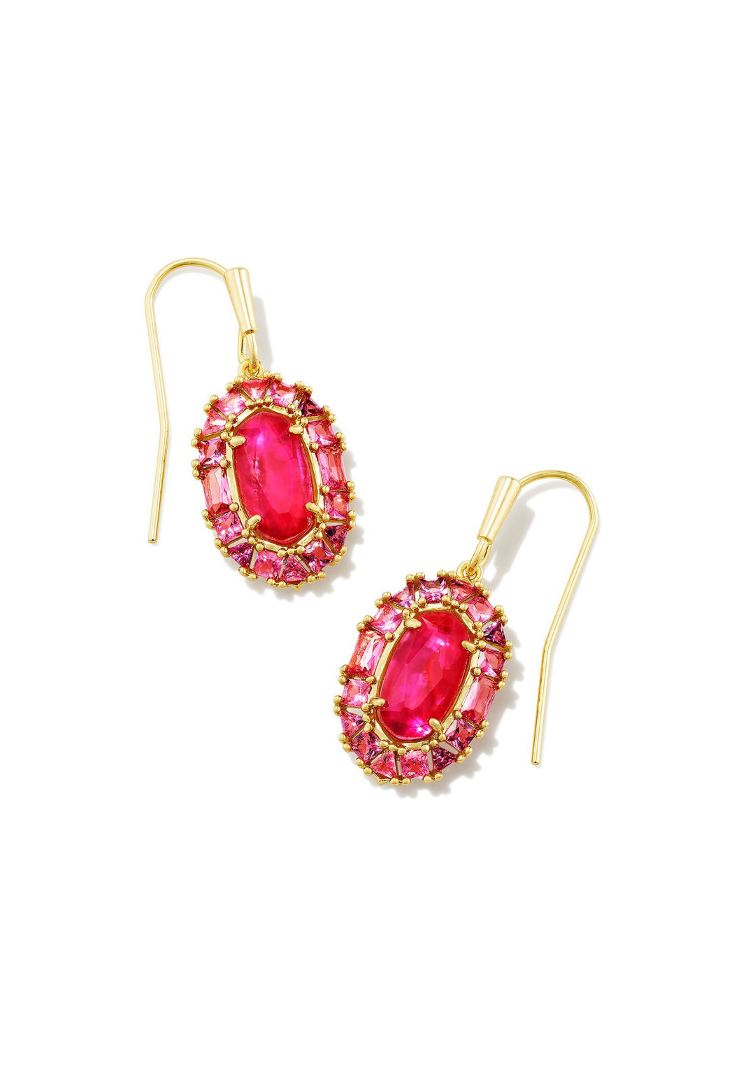 Kendra Scott: Lee Crystal Frame Earrings in Gold Raspberry Illusion