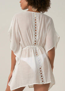 Elan: Lace Kimono in White - vcl6025