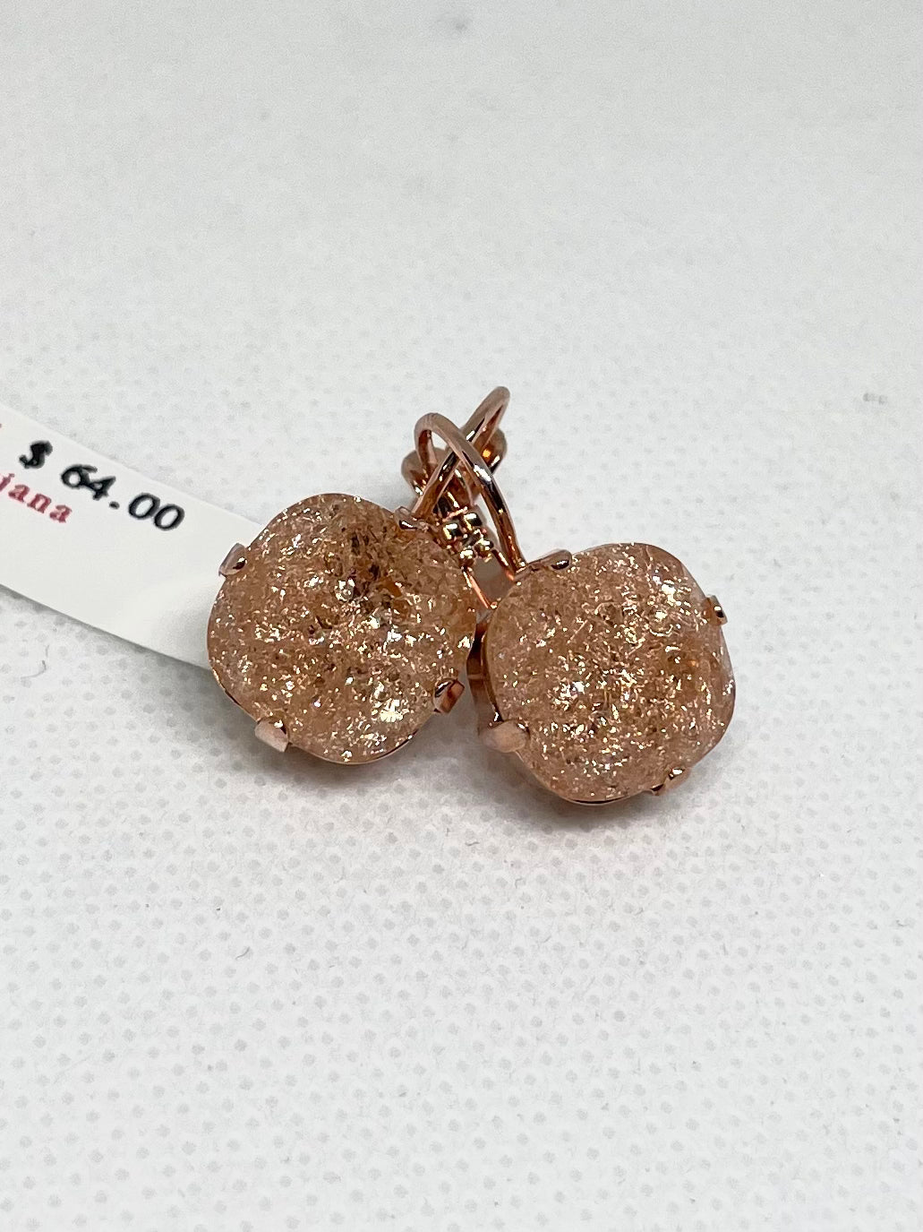 Mariana: Cushion Cut Leverback Earrings in “Light Peach Ice”