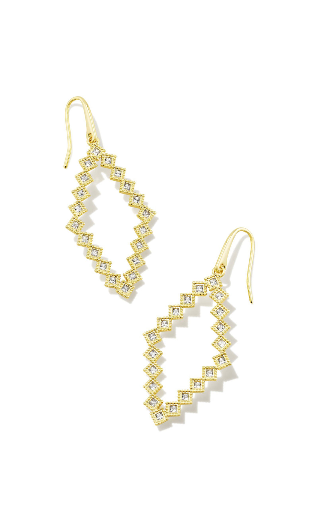 Kendra Scott: Kinsley Open Frame Gold White Crystal Earrings