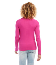 Load image into Gallery viewer, Karen Kane: Long Sleeve Crew Neck Top in Hot Pink
