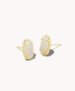 Kendra Scott: Grayson Gold Stud Earrings in Ivory Mother-of-Pearl