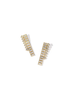 Kendra Scott: Gracie Tennis Linear Earrings in Gold White Crystal