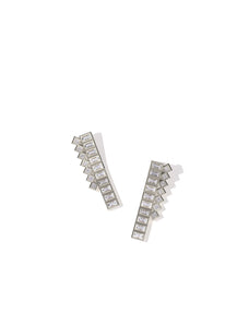 Kendra Scott: Gracie Tennis Linear Earrings in Silver White Crystal