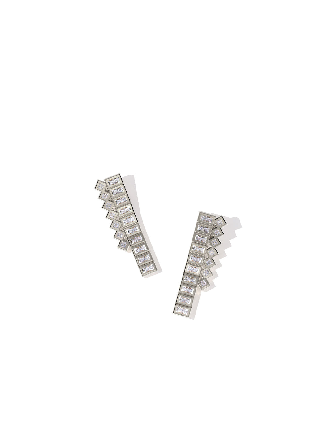 Kendra Scott: Gracie Tennis Linear Earrings in Silver White Crystal