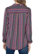 Load image into Gallery viewer, Liverpool: Button Up Blouse in Multi Stripe LM8543H65P22
