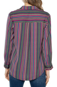 Liverpool: Button Up Blouse in Multi Stripe LM8543H65P22