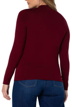 Load image into Gallery viewer, Liverpool: Mock Neck Rolled Hem Long Sleeve Sweater in Burgundy
