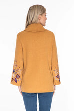 Load image into Gallery viewer, Multiples: Cowl Collar Embroidered Fuzzy Top in Rich Camel
