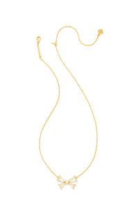 Kendra Scott: Blair Bow Necklace in Gold White Crystal