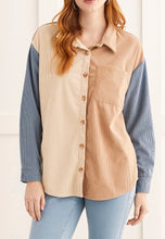 Load image into Gallery viewer, Tribal: Long Sleeve Color Block Button Up Shirt in Cinnamon
