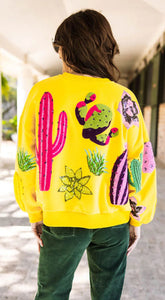 Queen of Sparkles: Yellow Cactus Sweatshirt