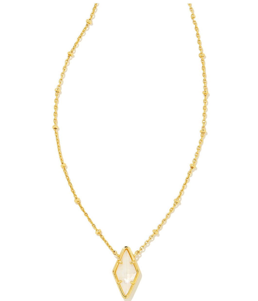 Kendra Scott: Kinsley Short Pendant Necklace in Gold Iridescent Drusy
