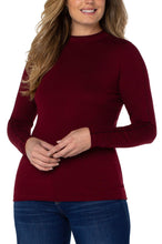 Load image into Gallery viewer, Liverpool: Mock Neck Rolled Hem Long Sleeve Sweater in Burgundy
