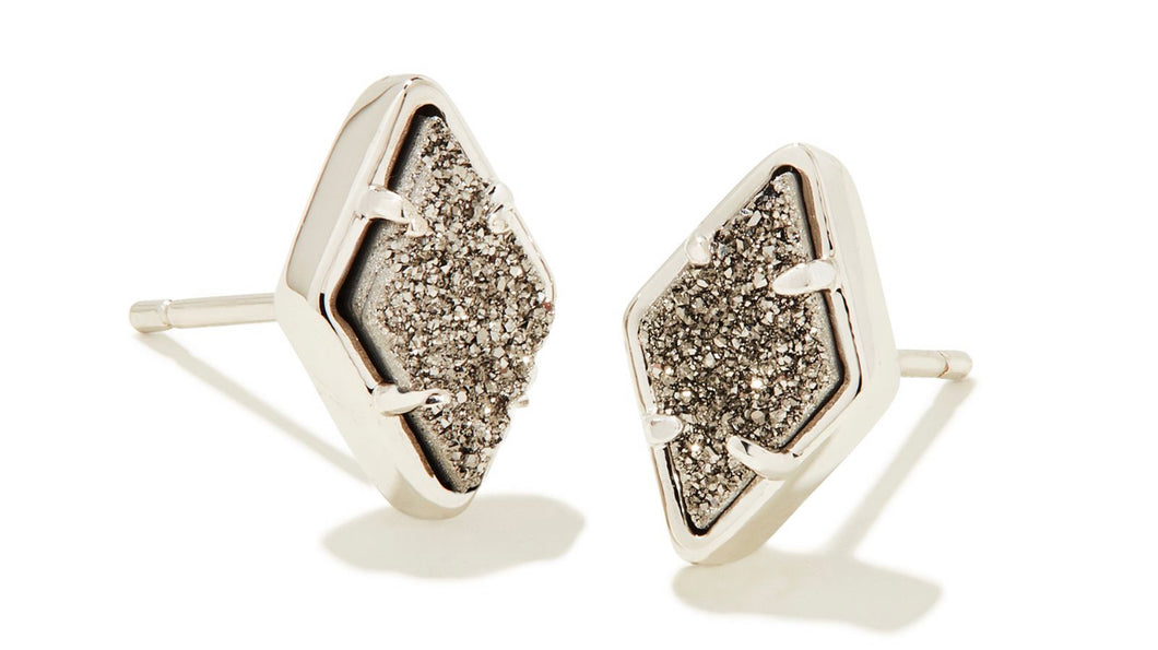 Kendra Scott: Kinsley Stud Earrings in Rhod Platinum Drusy