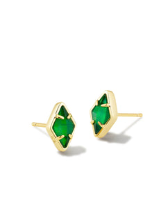 Kendra Scott: Kinsley Gold Stud Earrings in Kelly Green Illusion