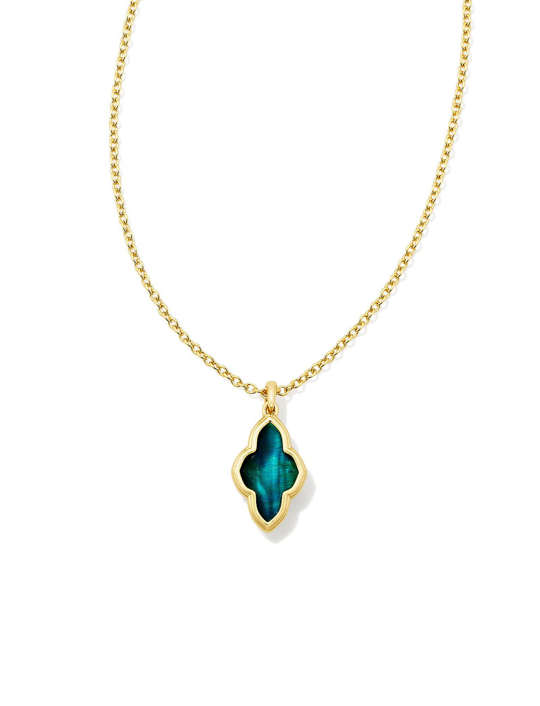 Kendra Scott: Framed Abbie Necklace in Gold Teal Tigers Eye
