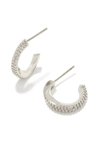 Kendra Scott: Ella Silver Huggie Earrings in White Crystal