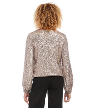 Load image into Gallery viewer, Karen Kane: Sequin Long Sleeve Blouson Top in Champagne

