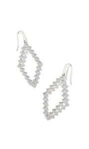 Kendra Scott: Kinsley Open Frame Silver White Crystal Earrings
