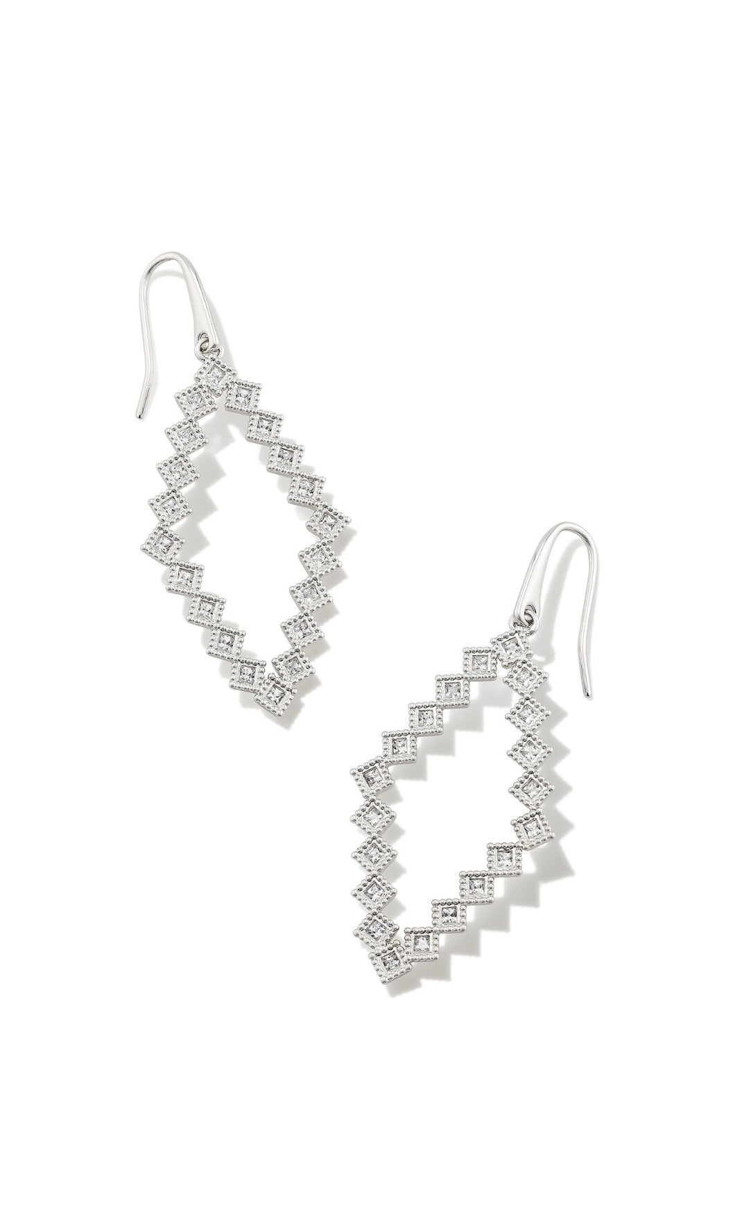 Kendra Scott: Kinsley Open Frame Silver White Crystal Earrings