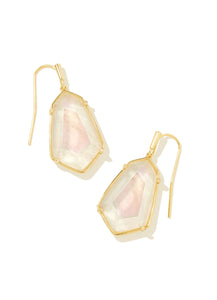 Kendra Scott: Alexandria Drop Earrings in Gold Iridescent Clear Rock Crystal