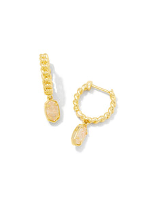 Kendra Scott: Emilie Huggie Earrings in Gold Iridescent Drusy