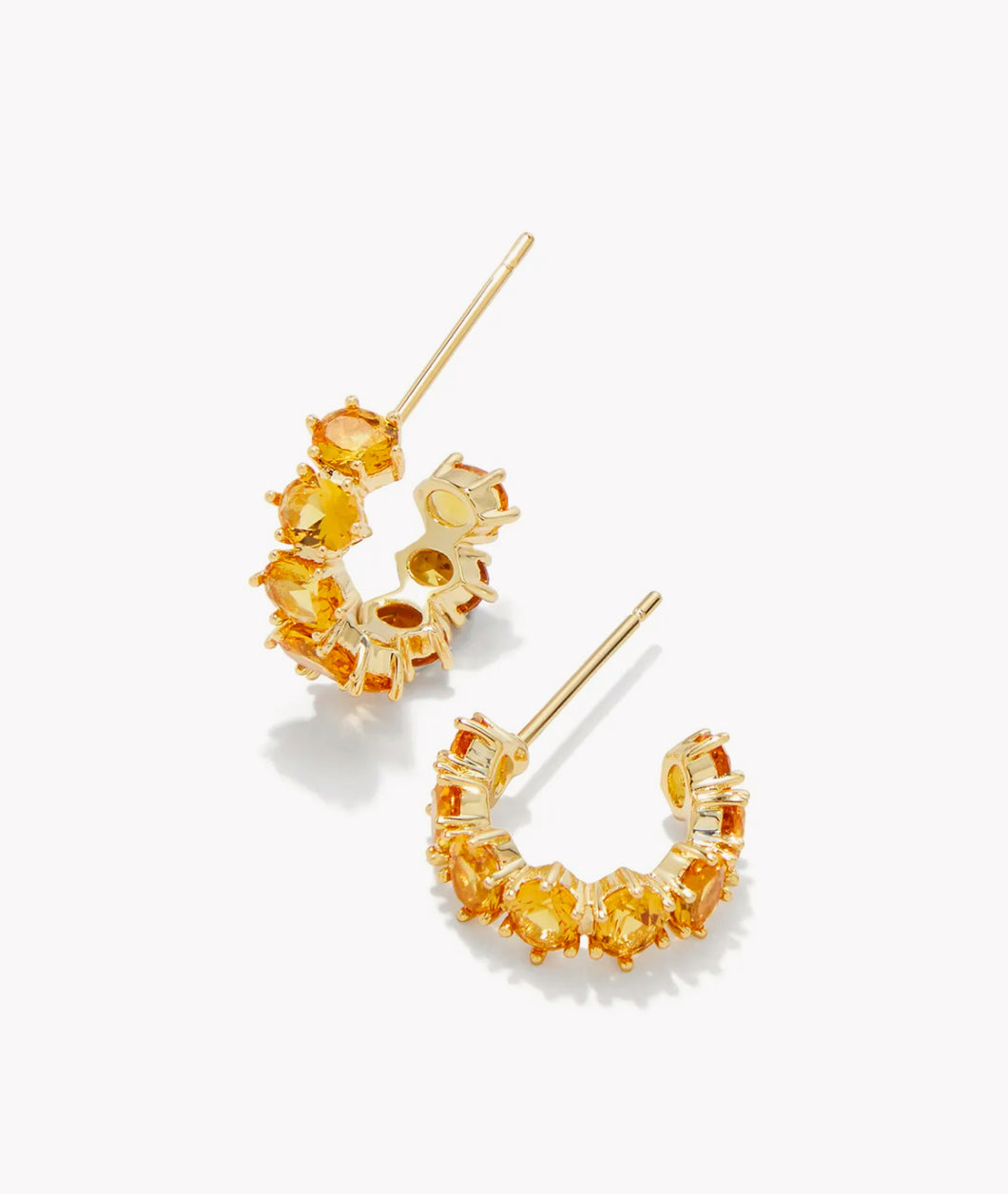 Kendra Scott: Cailin Gold Crystal Huggie Earrings in Golden Yellow Crystal