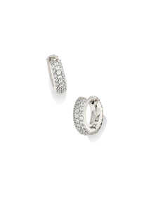 Kendra Scott: Mikki Pave Hug Earrings in Silver