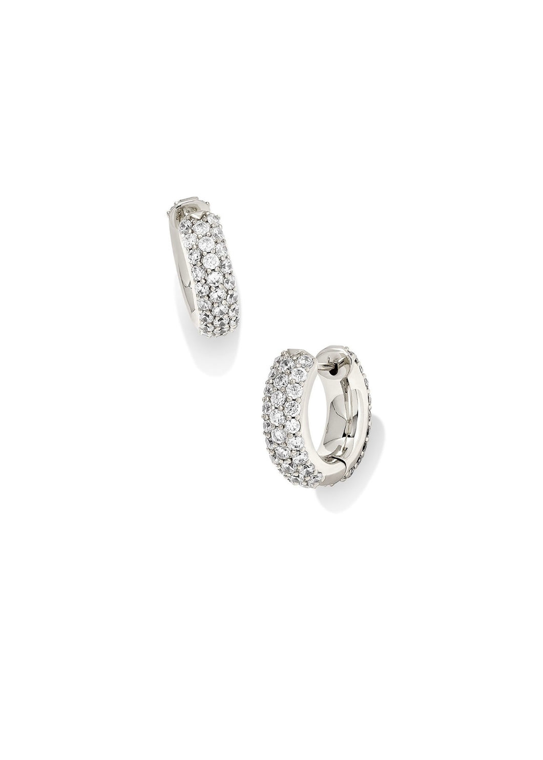 Kendra Scott: Mikki Pave Hug Earrings in Silver