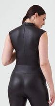 Load image into Gallery viewer, Spanx: Leather Mock Neck Bodysuit in Luxe black

