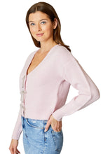 Load image into Gallery viewer, Design History: Powder Pink Sparkle Bow Cardigan
